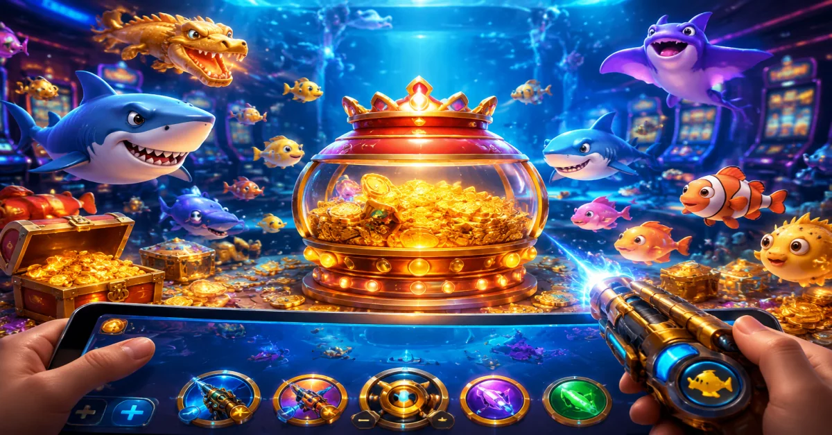 Giao diện sảnh game bắn cá jackpot với hũ thưởng tích lũy liên tục tăng tại nhà cái 97WIN.